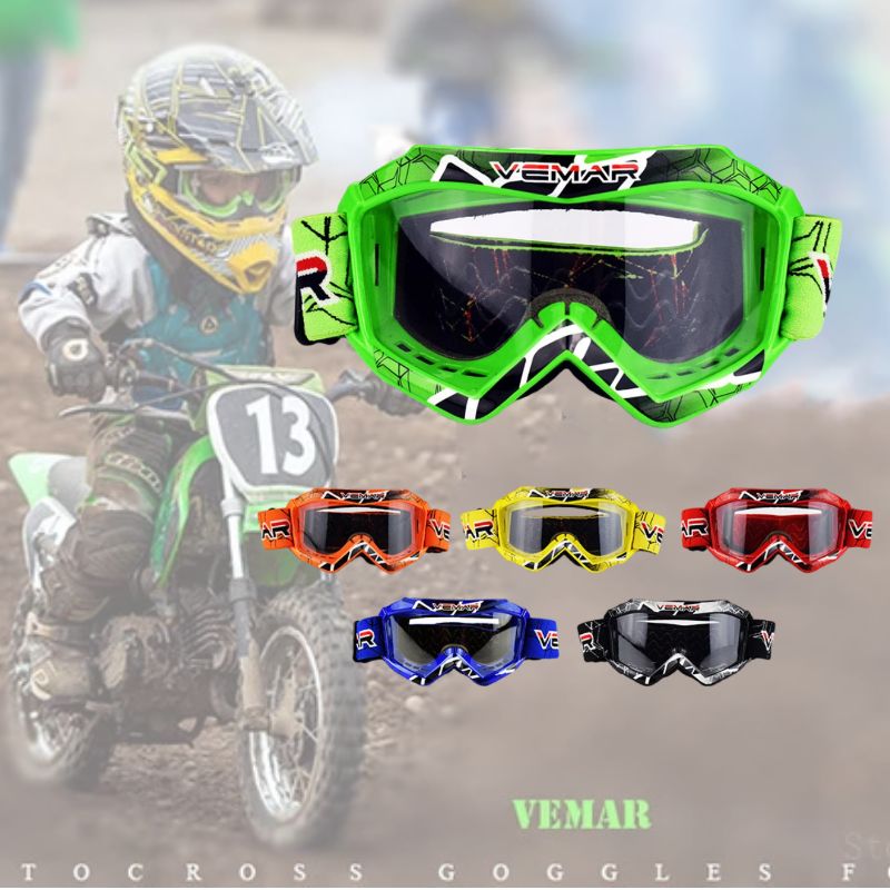 Mountain Biking Helmet - Vemar Motorcycle Glasses Kids Child Motorbike