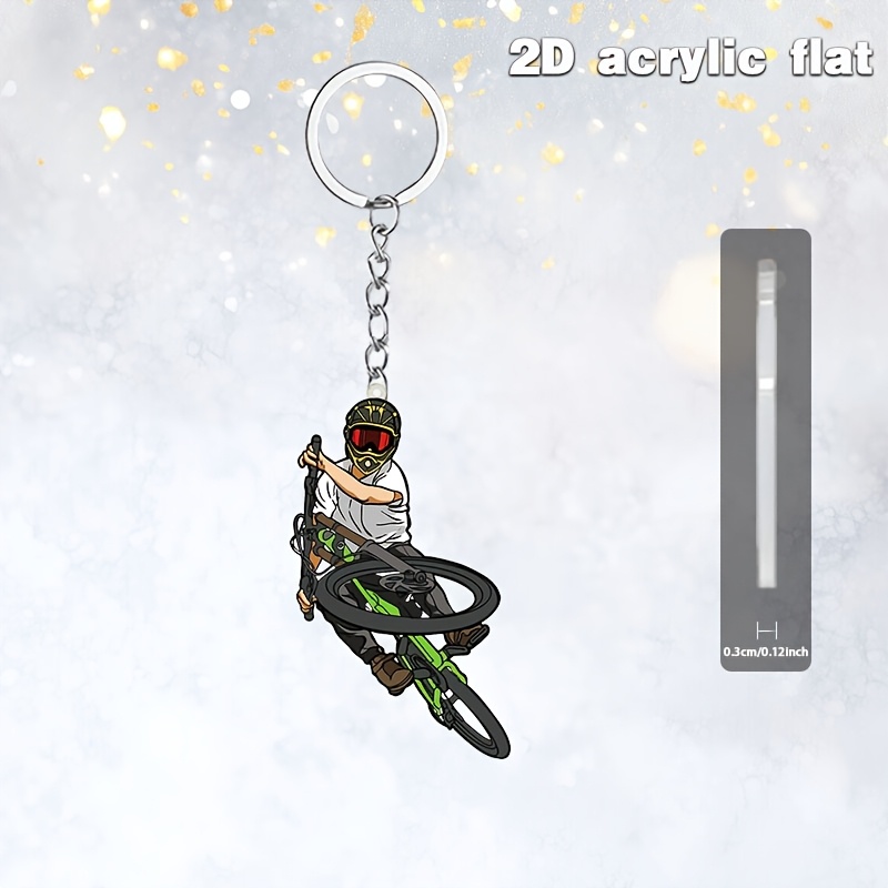 Mountain Biking Extreme - 2D Cartoon Mountain Bike Athlete Keychain